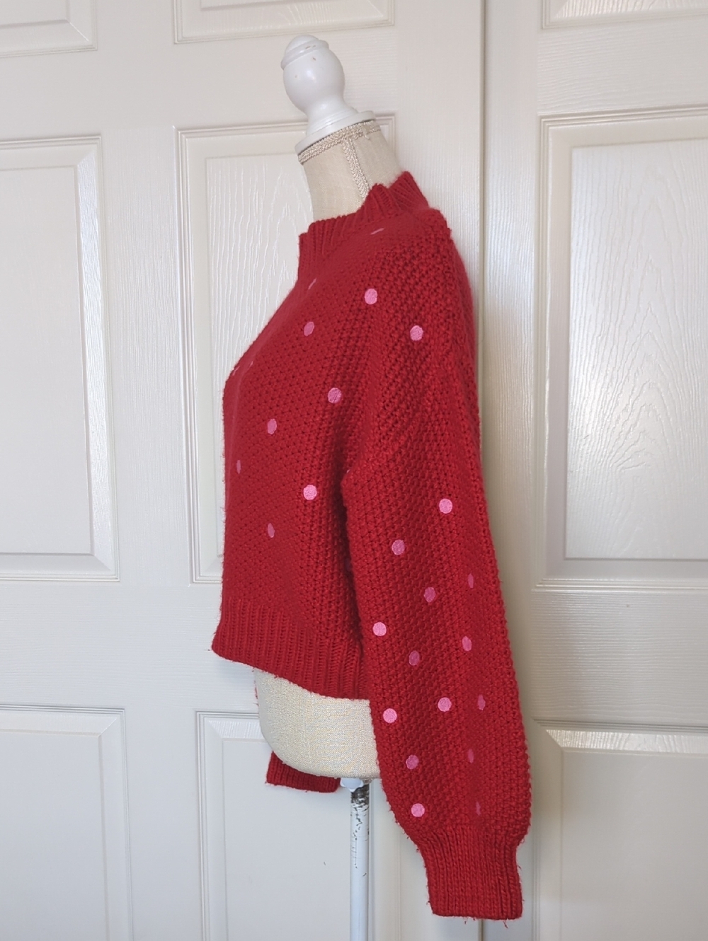 Sugarlips Red Polka Dot Knit Sweater - Picture 3 of 8